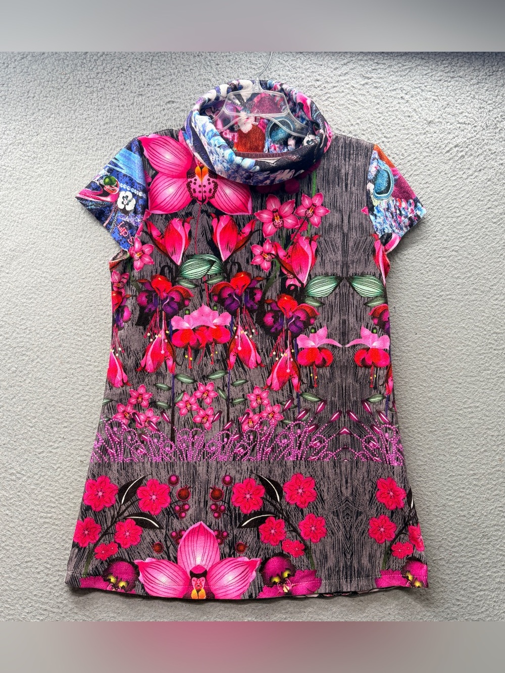 Vintage Y2K Custo Barcelona Art to Wear Velour Mini Dress Tunic Size 3